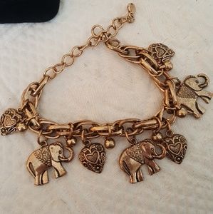 Bronze colored elephant charm bracelet